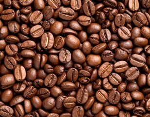 Naklejka premium 焙煎されたコーヒー豆のクローズアップとテクスチャ背景