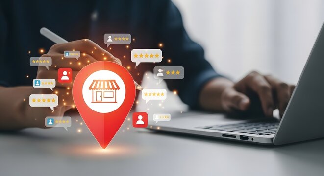 Customer reviews and feedback for local store shown on map pin location
