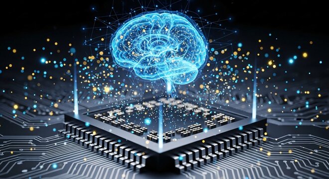 AI Microchip with Holographic Brain Projection