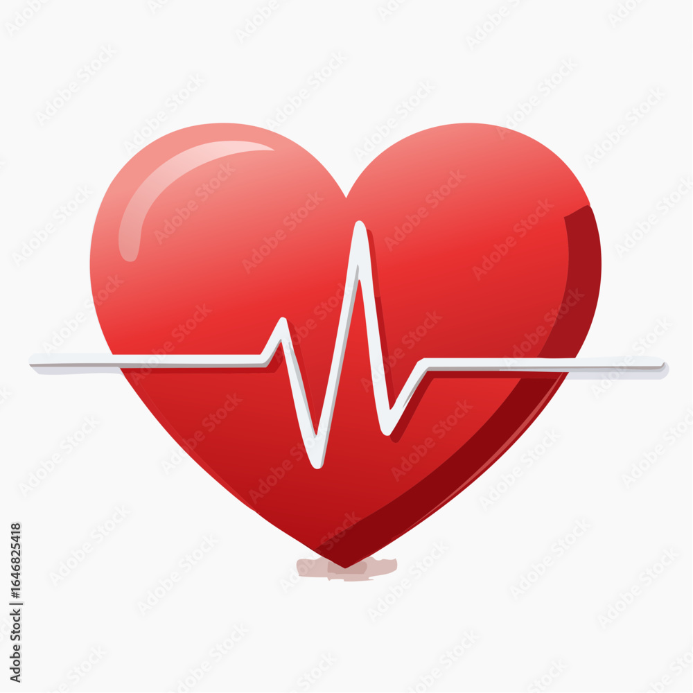 Poster heart health icon with ecg line on gradient background in clean style