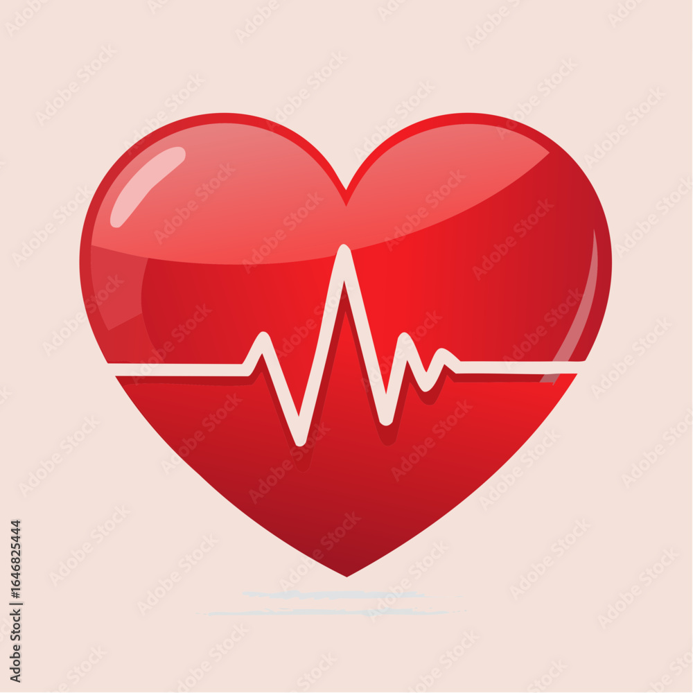 Poster heart health icon with ecg line on gradient background in clean style