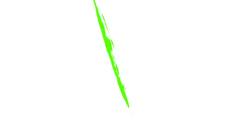 A diagonal green line with pixelated edges against a stark black background in a simple composition