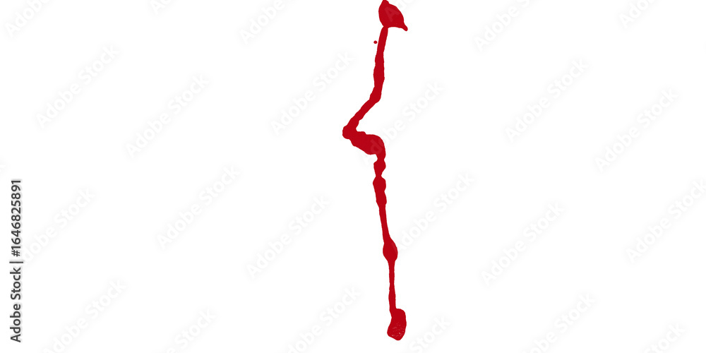 Poster a single red jagged line running vertically on a black background in a minimalist composition style