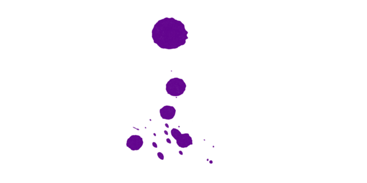 Purple blobs of varying sizes arranged vertically on a black background with pixelated edges