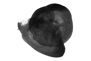 Black watercolor circle pattern isolated on transparent background