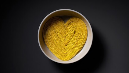 Heart-shaped yellow object in a bowl