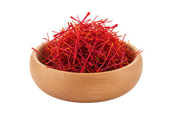 Fototapeta premium Wooden Bowl of Saffron Threads, Isolated on transparent background