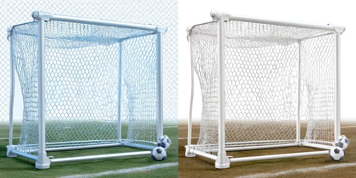 Portable soccer goal, white frame, net