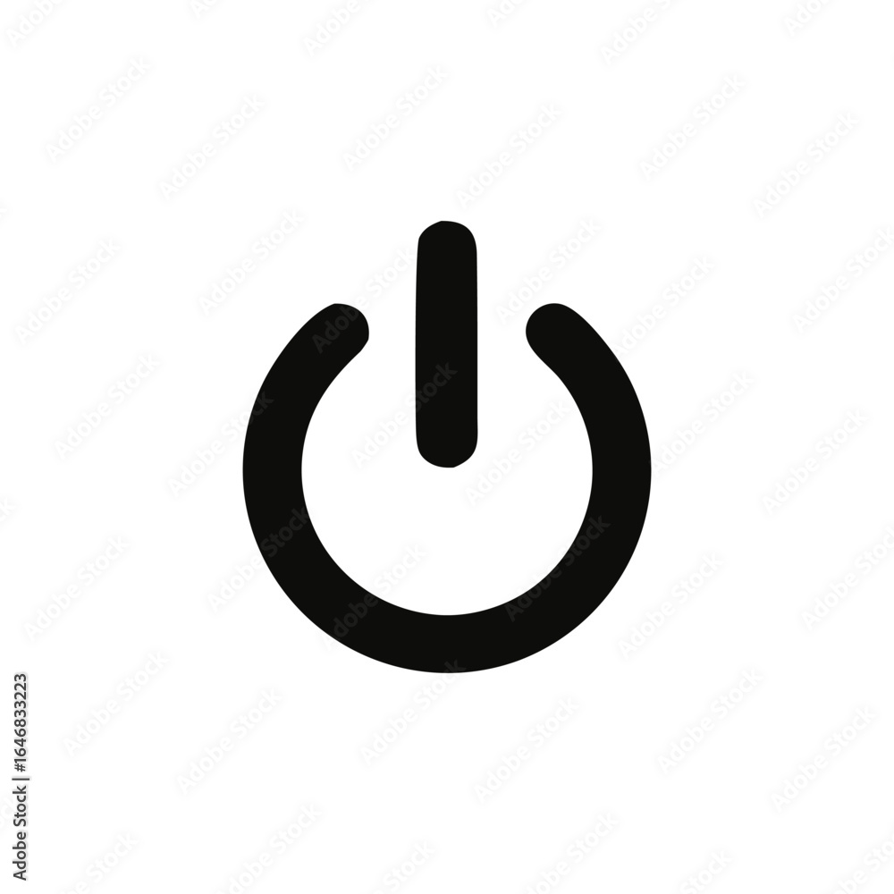 Poster power button icon black on white background illustration of global symbol for on off system and star