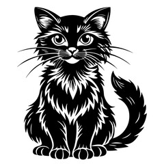 Obraz premium Charming black cat silhouette illustration with intricat silhouettee details and a playful expression perfect for pet lovers and design projects