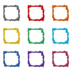 Grunge frame icon isolated on white background. Set icons colorful