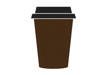 Sleek brown coffee cup with black lid, perfect for your morning brew or cafe branding needs