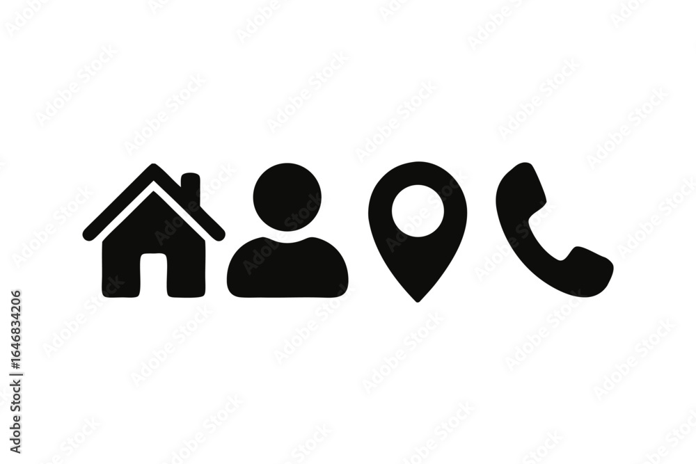 Aufkleber simple black contact information icons on white background representation for contact us page and we