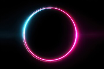 Obraz premium Neon circle glow on black background
