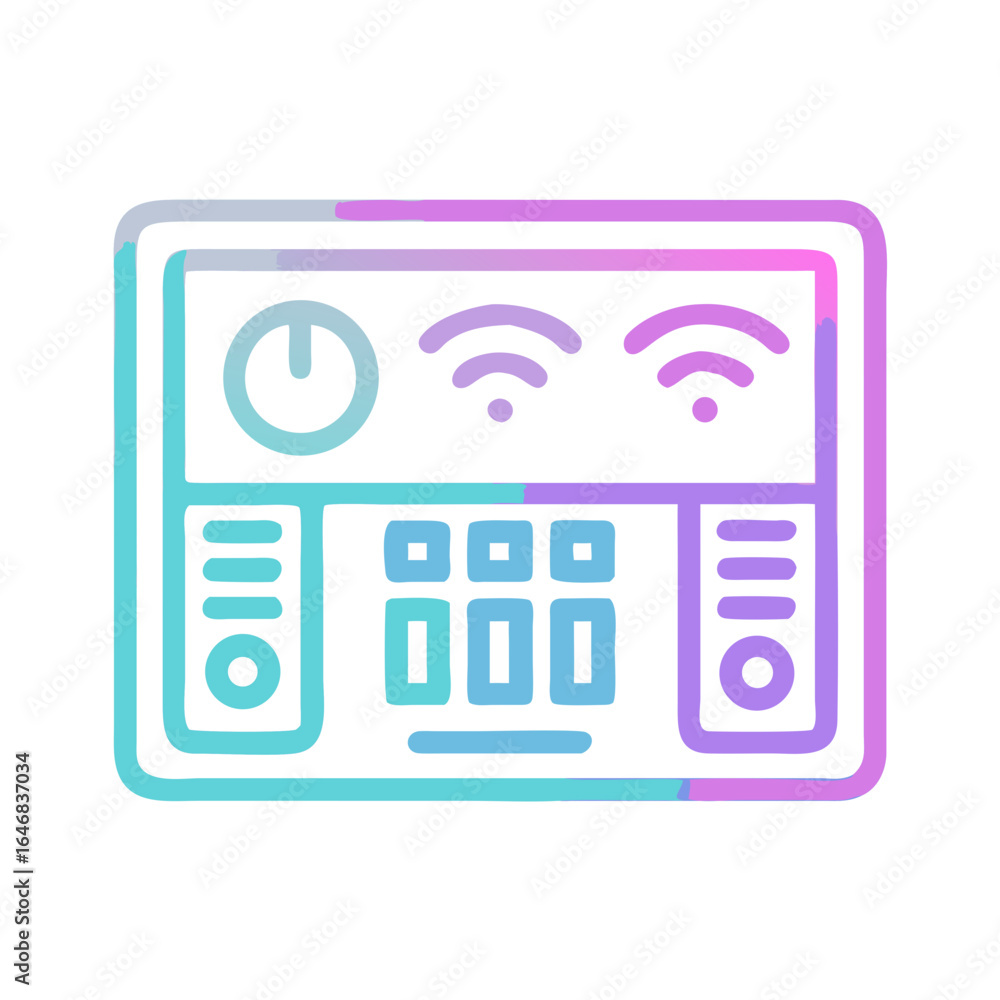 Aufkleber digital control panel interface with wireless signal isolated on white background