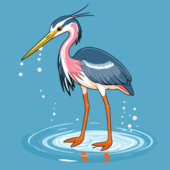 Colorful Heron Vector Illustration Wildlife Bird Watching Animal Illustration For Childrens Books And Educational Materials Conservation Awareness