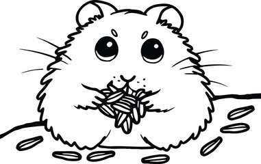 Adorable Hamster Eating Seeds &ndash; Cartoon Style Vector Art