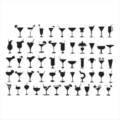 Assorted cocktail and drink glass icons vector icon
