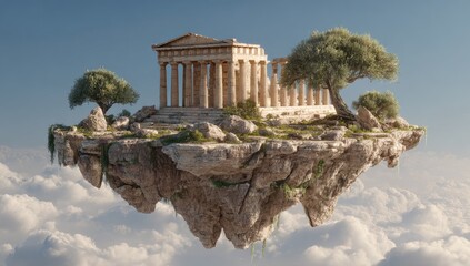 Obraz premium Floating temple island in clouds