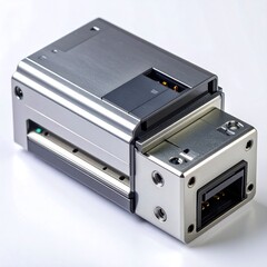 Obraz premium Compact metallic device with connectors and small display