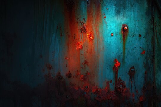 Rusted metal panel, vibrant colors