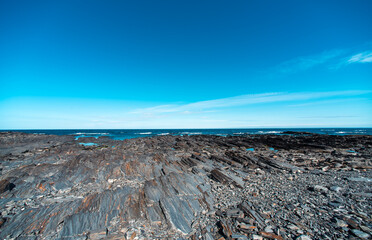 rocky shore of the Arctic Ocean without people