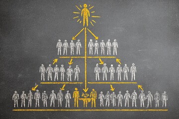 Fototapeta premium Organizational chart drawn on a chalkboard