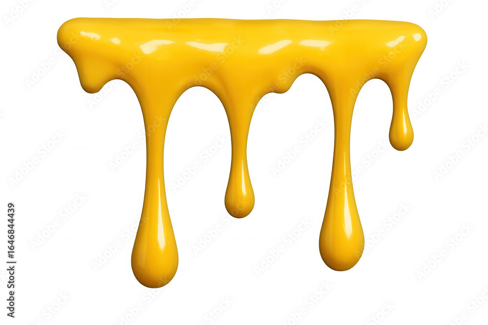 Poster yellow paint cascading over transparent surface, creating glossy, dynamic fluid texture with vibrant