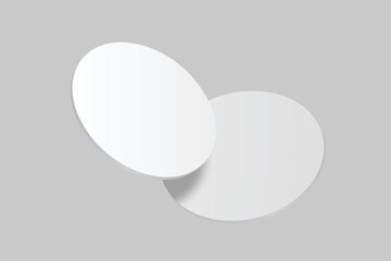 3D vector mockup of round blank beer coasters, isolated on background. Empty coaster lying for branding, pub, bar, restaurant, cafe, drinkware, bottle, can, cup holder and promotional product design
