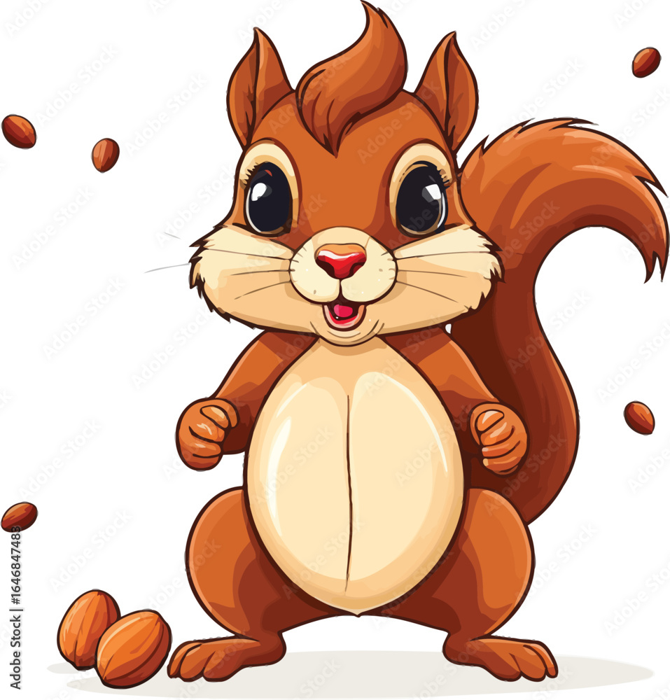Poster charming cartoon squirrel vector illustration for childrens books and educational materials displayi