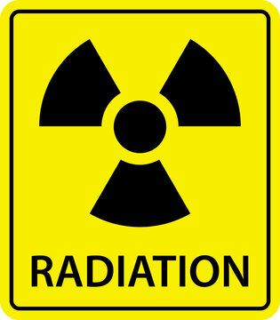 Caution danger radioactive Ionizing radiation material signage yellow printable sign. ionising radiation