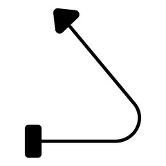 Solid icon showing a path that turns sharply to an upward-left direction.