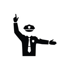 Traffic police officer signaling to stop, a symbol of law enforcement and traffic control, isolated on white background