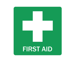 Green First Aid Sign with White Cross – Medical Emergency Safety Symbol
