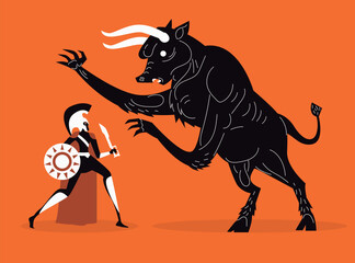 greek mythology perseus fighting the minotaur