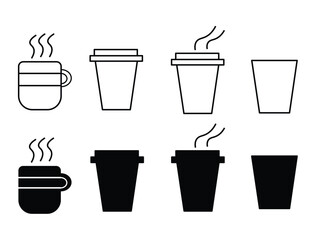 Coffee Cup Icon Set Vector Hot Drink Takeaway and Mug Symbols