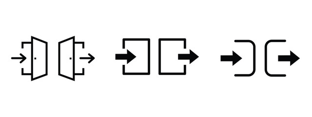 Exit and Enter Door Icons Set Vector Symbol for Login and Logout