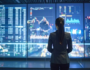 Businesswoman observing financial data