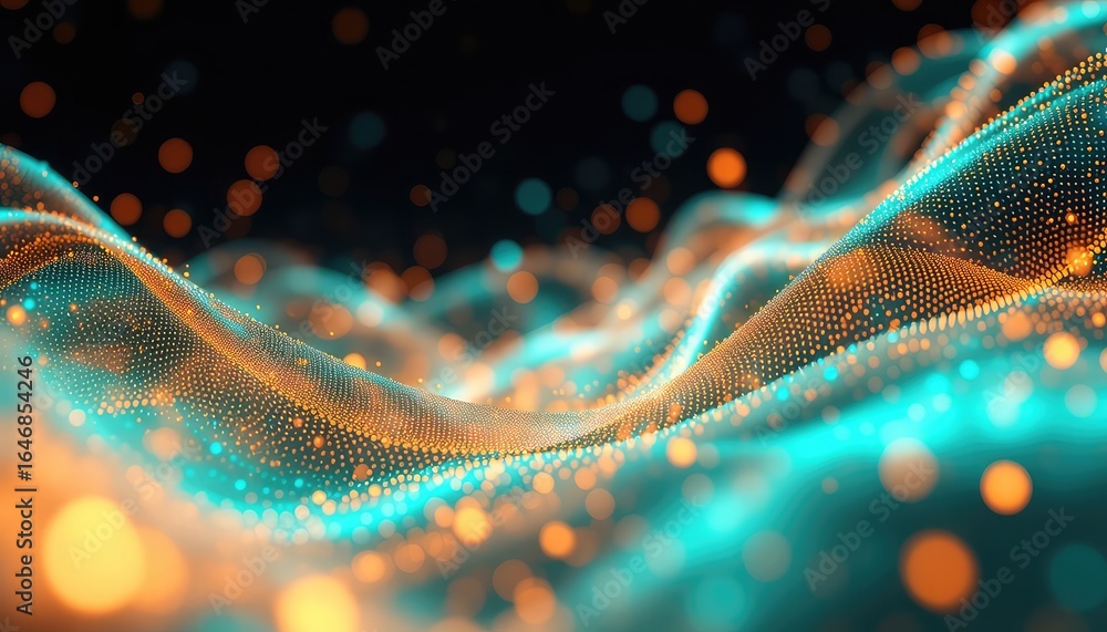 Aufkleber abstract glowing network background with flowing, undulating lines and bright bokeh effect suitable 