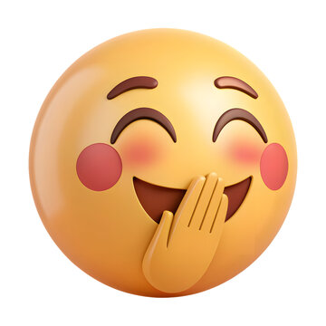 Emoji Laughing: A vibrant, 3D-rendered emoji bursts with contagious joy, covering its mouth to stifle a giggle in a whimsical display of amusement. Capturing the playful essence.