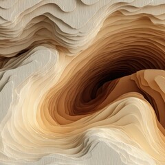 Obraz premium Abstract layered paper art, undulating earthy tones, depth and dimension