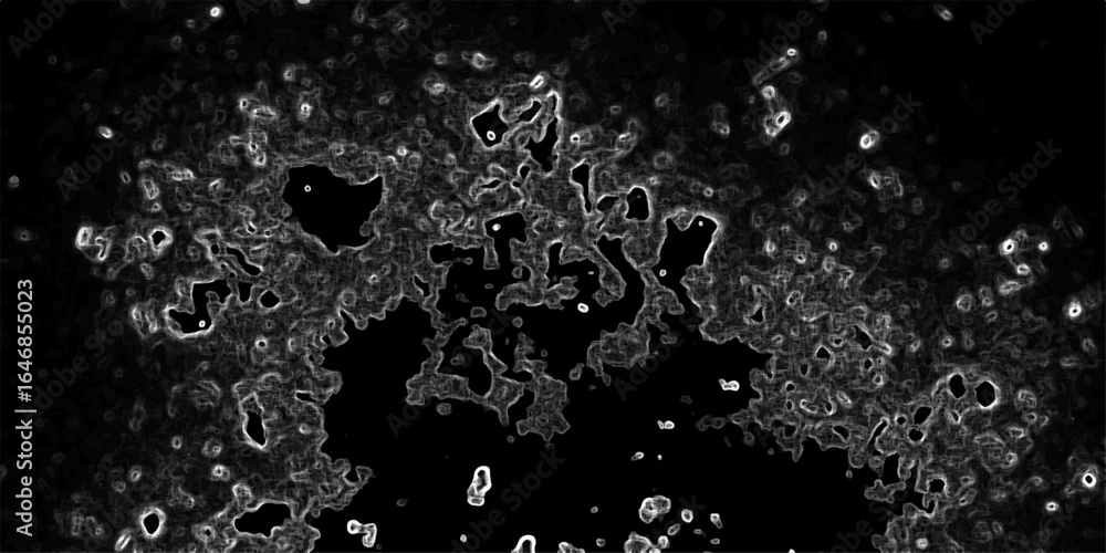 Aufkleber abstract black background with intricate white contour lines forming organic, fluid, and swirling pa