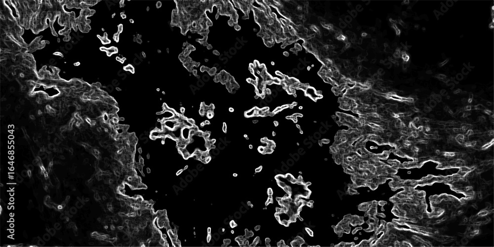 Aufkleber abstract black background with intricate white contour lines forming organic, fluid, and swirling pa
