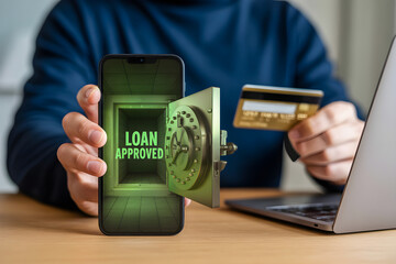 Secure loan approval instantly via mobile banking and credit card