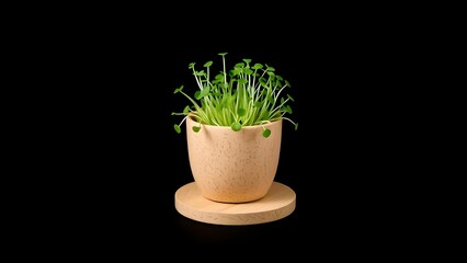 Fototapeta premium Rosemary herb plant with fresh green leaves in a white flowerpot, isolated on a white background