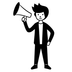 Fototapeta premium Cartoon Man with Megaphone Vector Illustration