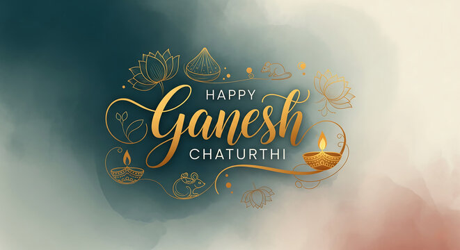  Elegant Golden Greeting for Happy Ganesh Chaturthi