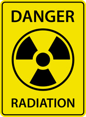Caution danger radioactive Ionizing radiation material signage yellow printable sign. ionising radiation
