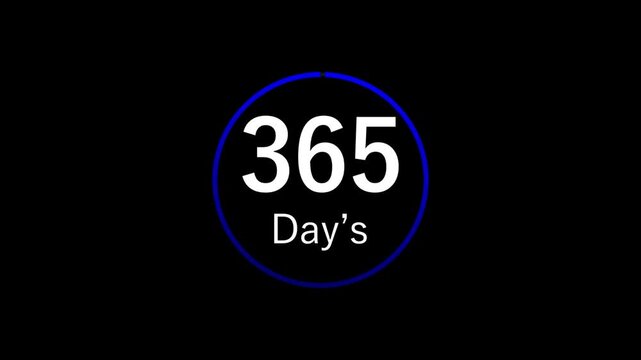 Blue gradient Circle - 1 to 365 Day Count Animation 