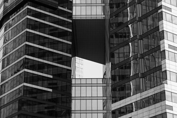 walls and windows of high business building bottom view